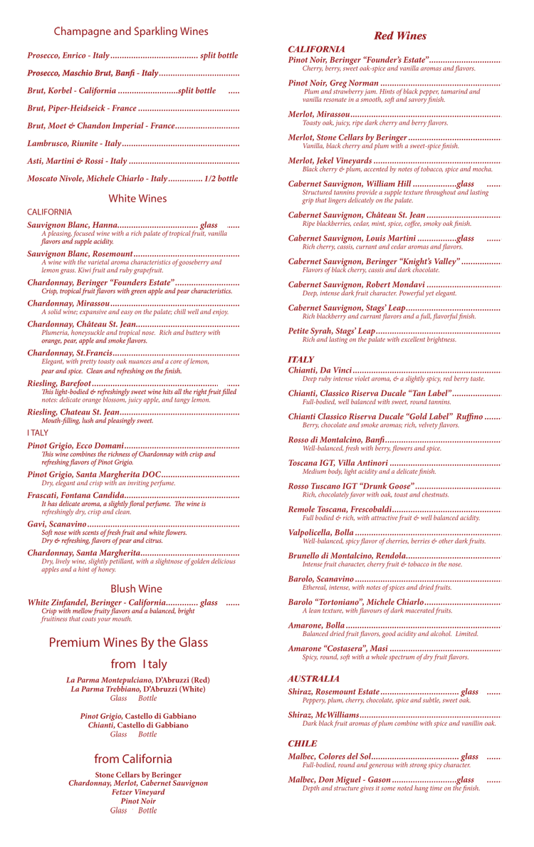 Wine list